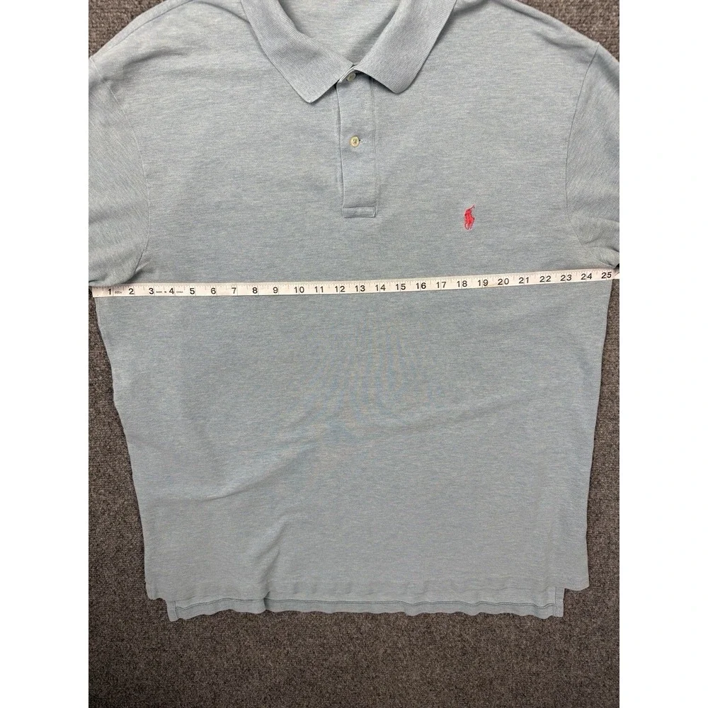 Vtg Ralph Lauren Polo Mens Shirt 2XLT Blue Short Sleeve Pink Pony